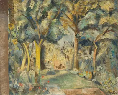 The Garden at Meadle av Paul Nash