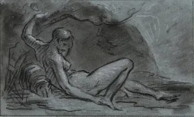 Jeune femme nue allongée av Pierre-Paul Prud'hon