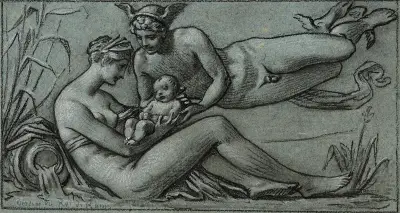 La Seine reçoit dans ses bras l’enfant que les dieux lui confient av Pierre-Paul Prud'hon