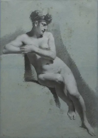 Study of a Nude Woman, Seated Looking to the Right av Pierre-Paul Prud'hon