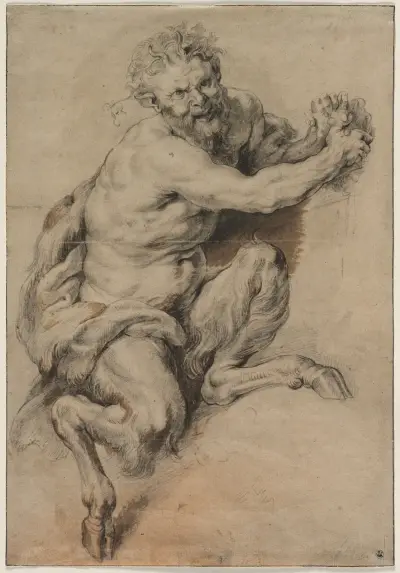 A Faun Grasping a Bunch of Grapes (after 1616/18) av Peter Paul Rubens