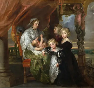 Deborah Kip,Wife of Sir Balthasar Gerbier and Her Children av Peter Paul Rubens
