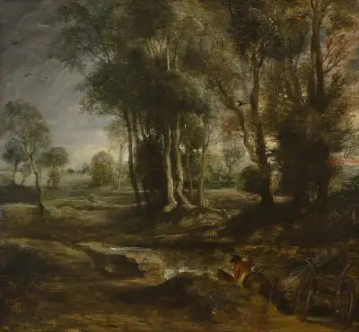 Evening Landscape with Timber Wagon av Peter Paul Rubens