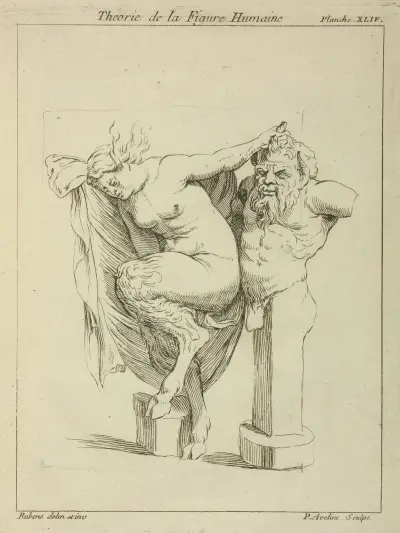 Head and torso of male stayr, and a female satyr av Peter Paul Rubens