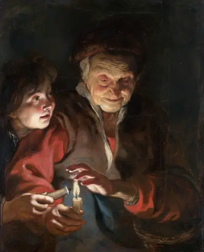 Old Woman and Boy with Candles av Peter Paul Rubens