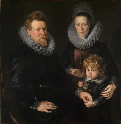 Portrait of the Brussels goldsmith Robert Staes, his wife Anna and their son Albert av Peter Paul Rubens