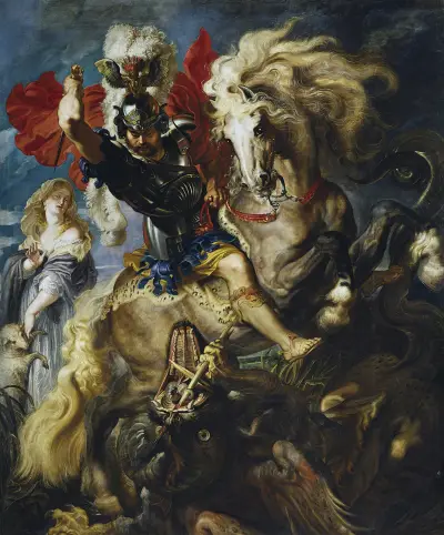 St George Battles The Dragon av Peter Paul Rubens
