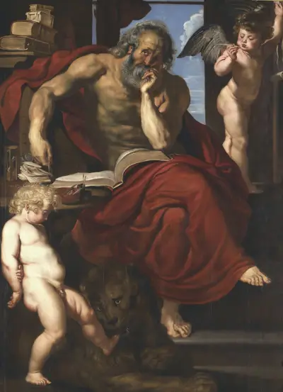 St. Jerome in his Hermitage av Peter Paul Rubens