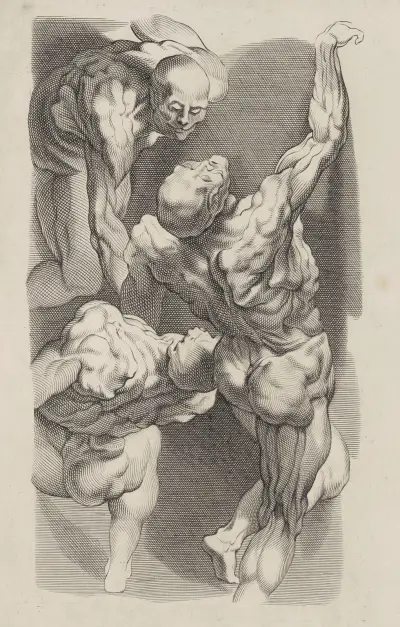 Study of Three Naked Men av Peter Paul Rubens