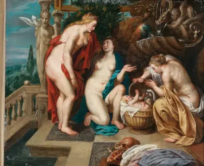 The Daughters Of Cecrops Finding The Child Erichthonius av Follower of Peter Paul Rubens