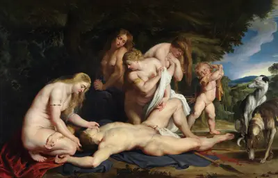 The Death of Adonis (With Venus, Cupid, and The Three Graces) av Peter Paul Rubens