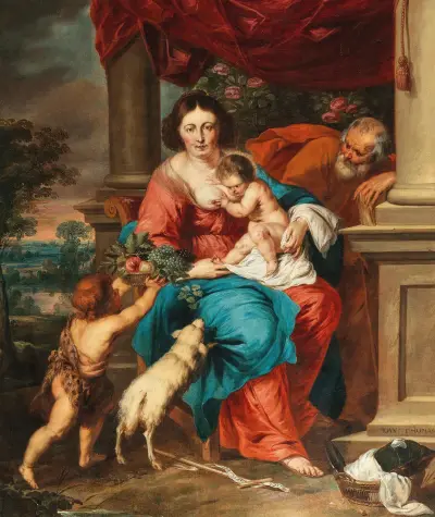The Holy Family with the Infant Saint John the Baptist av Follower of Peter Paul Rubens