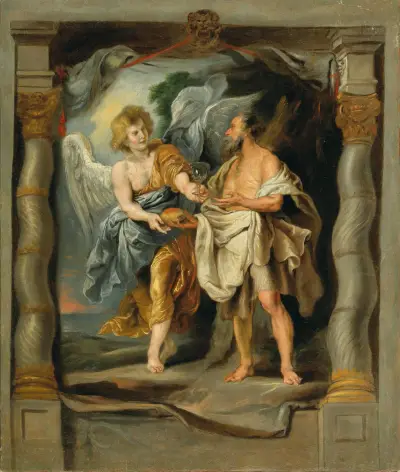 The Prophet Elijah Nourished By The Angel av Follower of Peter Paul Rubens