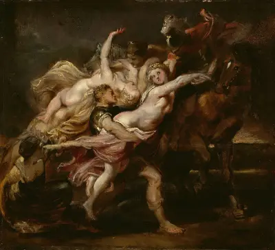 The Rape of the Daughters of Levkippos av Peter Paul Rubens