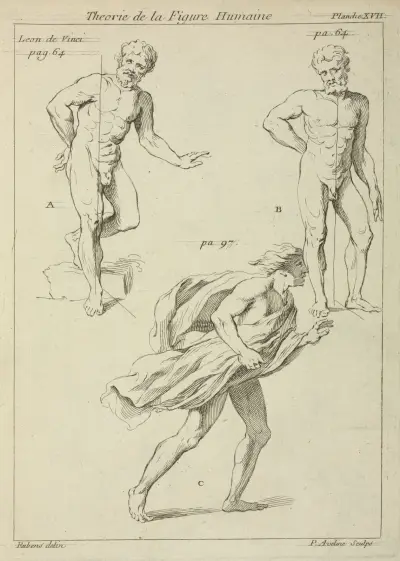 Three studies of the figure av Peter Paul Rubens