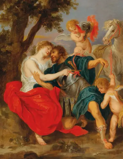 Venus disarming Mars av Follower of Peter Paul Rubens