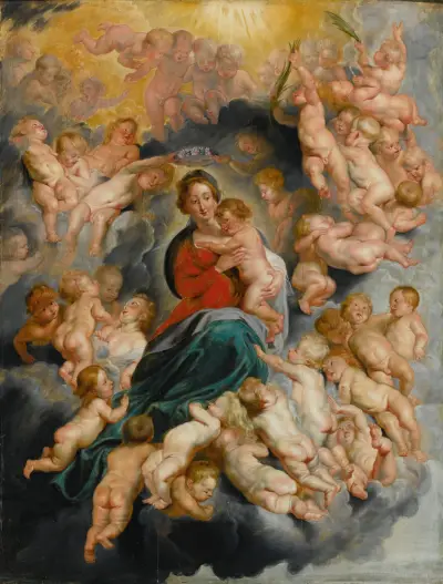 Virgin And Child With Putti av Follower of Peter Paul Rubens