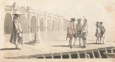 Grupa mężczyzn na Westminster Pier, Paul Sandby