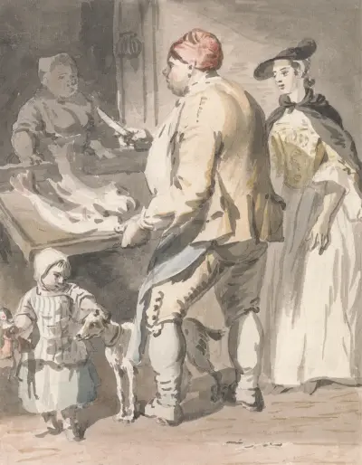 Londýnské výkřiky; Rybář, Paul Sandby