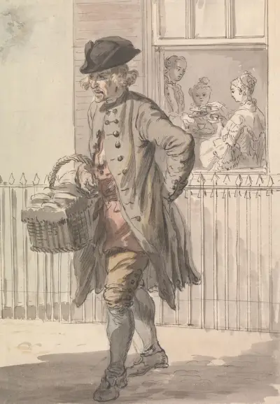 Londyńskie okrzyki; Sprzedawca bułeczek, Paul Sandby