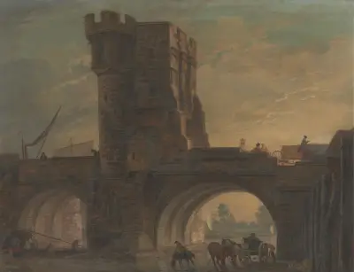 Stary most w Shrewsbury, 1772, Paul Sandby