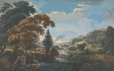 Jeden z sześciu niezwykłych widoków w prowincjach Nowy Jork, New Jersey i Pensylwania z SCENOGRAPHI AMERICANA, 1761 – nr 2, Paul Sandby