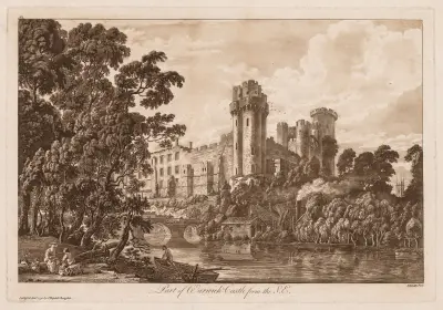 Fragment zamku Warwick od południowego wschodu, Paul Sandby
