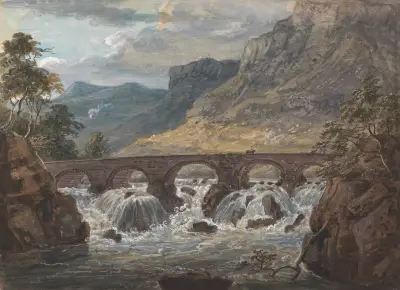 Pont-y-Pier near Llanroost, Denbighshire av Paul Sandby