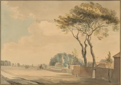Widok z południowego wschodu na tereny posiadłości sir Johna Elwilla; Elvill’s, Englefield Green, pod Egham, Surrey, Paul Sandby