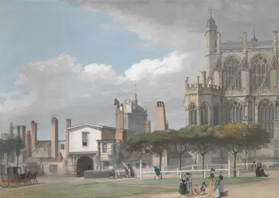 St. George’s Chapel, Windsor, and the Entrance to the Singing Men’s Cloister av Paul Sandby
