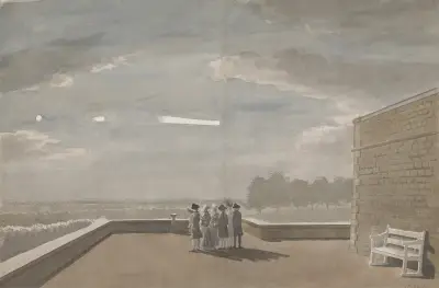 The Meteor of August 18, 1783, as seen from the East Angle of the North Terrace, Windsor Castle av Paul Sandby