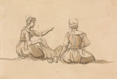 Zwei sitzende Mädchen von Paul Sandby