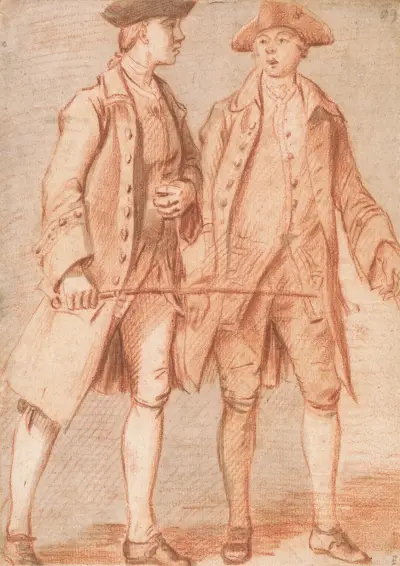 Dwaj mężczyźni, jeden trzyma bicz, Paul Sandby