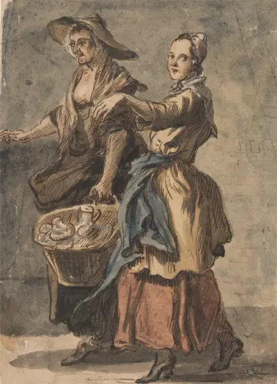 Dwie kobiety z koszem, 1759, Paul Sandby