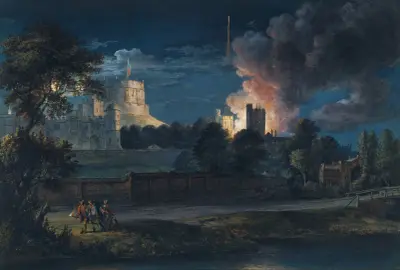 Windsor Castle from Datchet Lane on a rejoicing night, 1768 av Paul Sandby