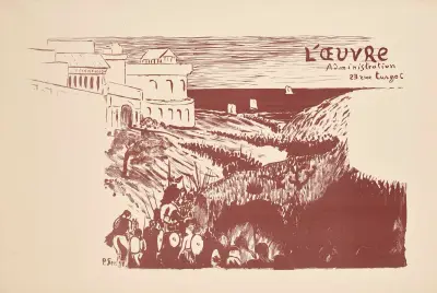 Plakat für Auguste Villeroys Stück Hérakléa am Théâtre de l'Œuvre in der Zeitschrift Revue encyclopédique Larousse von Paul Sérusier