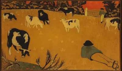 Breton panel with cows av Paul Sérusier