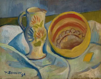 Stillleben mit weißem Krug und gelber Schüssel von Paul Sérusier