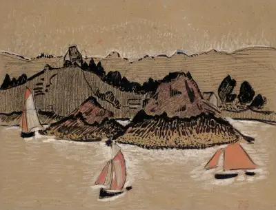 Drei Boote auf der Trieux von Paul Sérusier