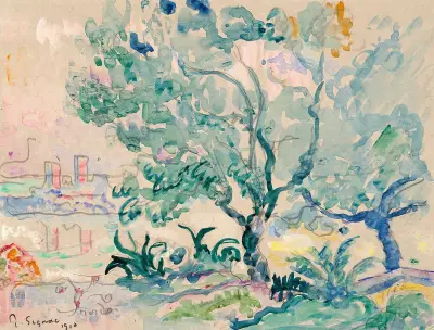 Antibes, vue depuis Juan-Les-Pins av Paul Signac