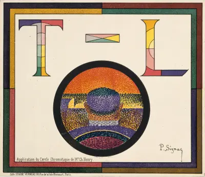 Application of Charles Henry’s Chromatic Circle; Théâtre-Libre playbill of January 31, 1889 av Paul Signac