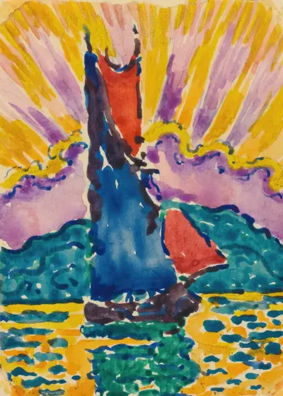Coucher De Soleil (L’éventail) av Paul Signac