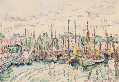 Groix. Thoniers au port av Paul Signac