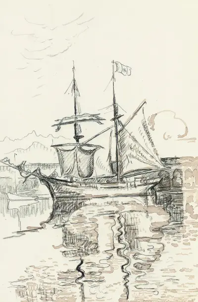 Sailing boats in harbour av Paul Signac