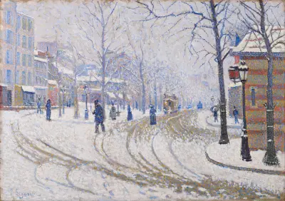 Snow, Boulevard de Clichy, Paris av Paul Signac