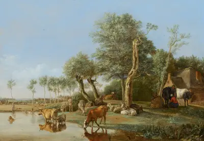 Cows Reflected in the Water av Paulus Potter