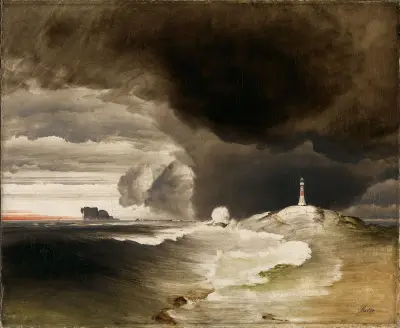 Lighthouse on the Norwegian Coast, 1855 av Peder Balke