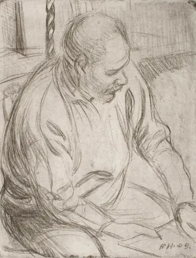 Arttu Sitting by the Fireplace av Pekka Halonen