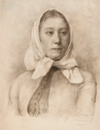 Girl in a Scarf av Pekka Halonen