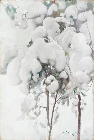Snow-Covered Pine Saplings av Pekka Halonen